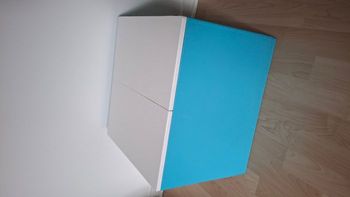Boite de rangement, boite à jouets, peinte bleu et blanc, décorative, double ouverture
