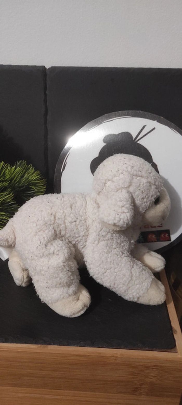 Doudou peluche mouton blanc Gipsy 20 cm Écru Beige Noir Bille - photo numéro 2