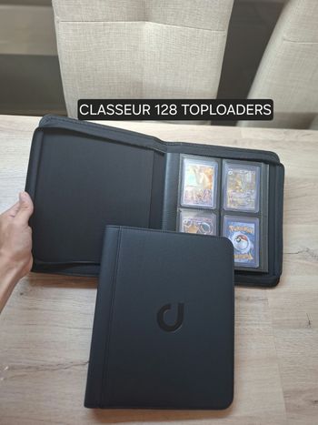 Classeur toploaders Pokémon de rangement pour 128 cartes de qualité premium en noir