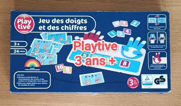 Jeu en bois des doigts et des chiffres Montessori Playtive apprendre à compter 3 ans