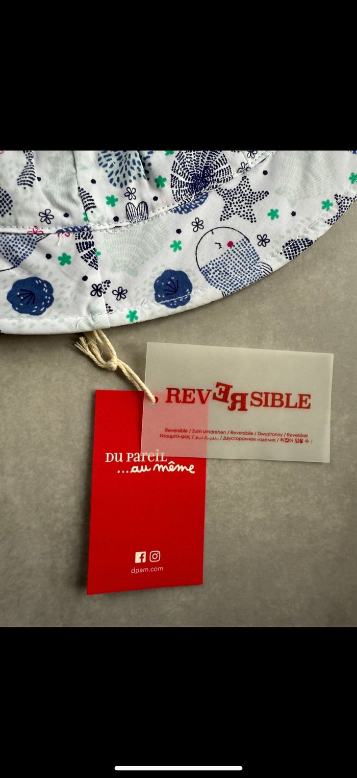 Chapeau / bob réversible 6/12 mois - photo numéro 2