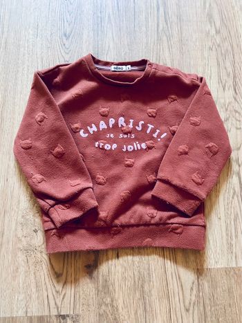 Pull marron inscription