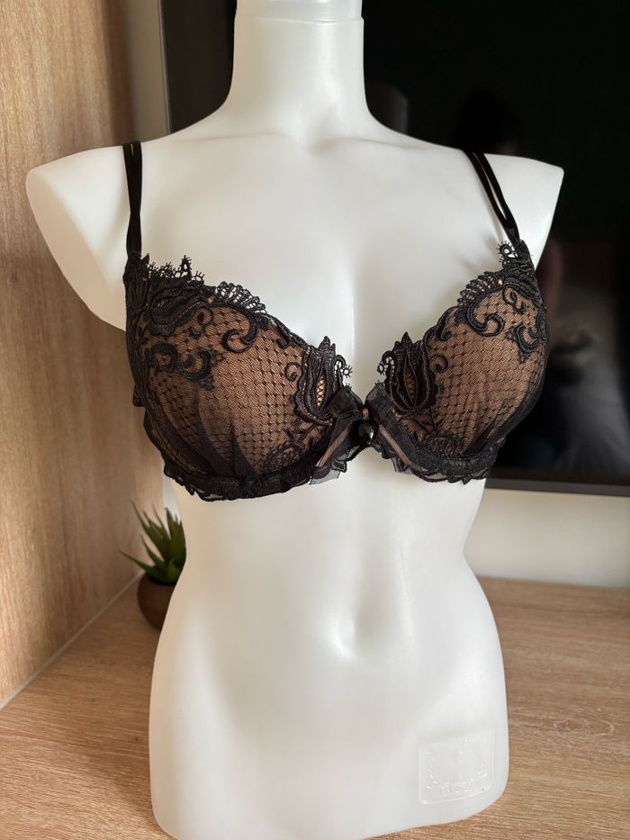 Soutien gorge broderie dentelle Lise Charmel marron noir 90C - photo numéro 2