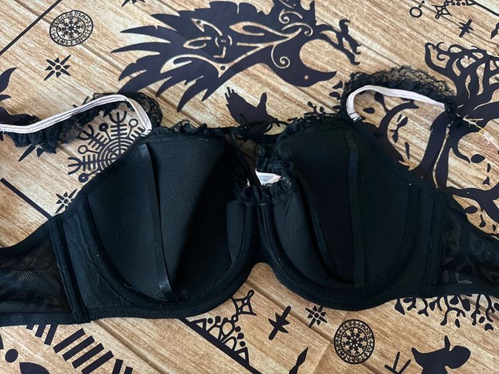 Soutien gorge noir et rose grande taille - photo numéro 7