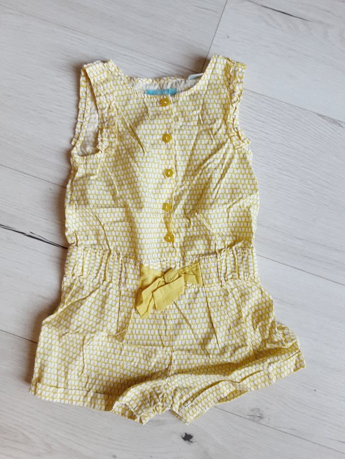 Vêtement bébé fille combinaison combishort jaune Obaïbi 18 mois