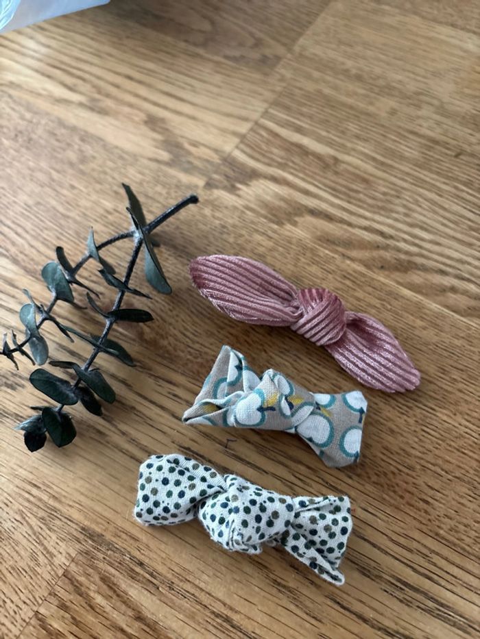 Lot barrettes noeud tissu - photo numéro 4