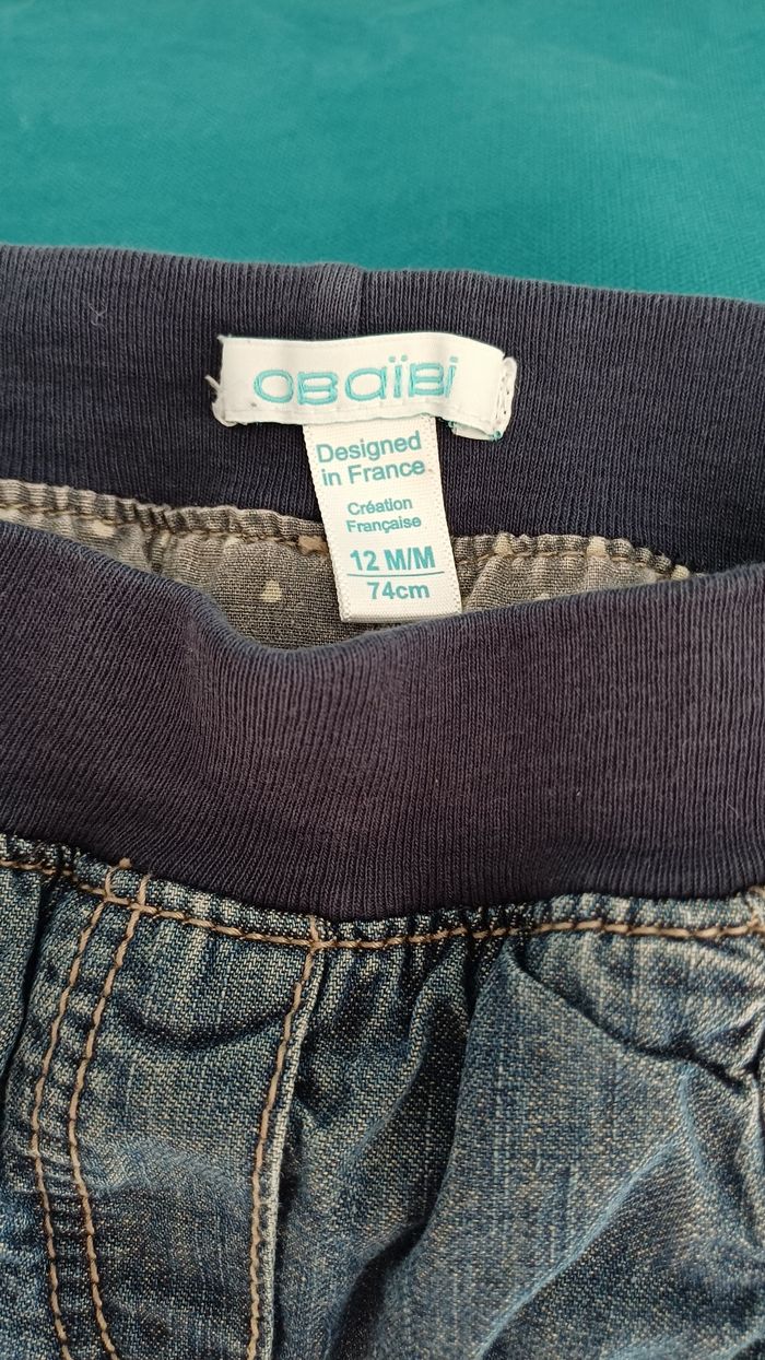 Pantalon effet Jean Obaïbi 12 mois - photo numéro 2