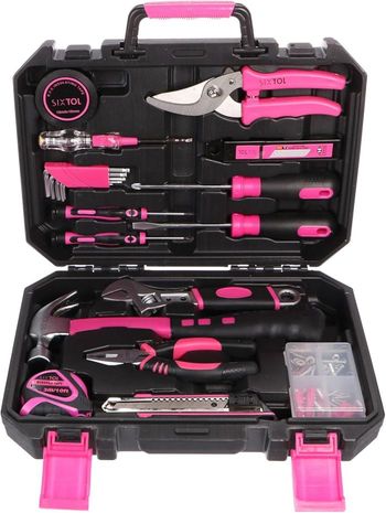 Kit d’outils 88 pièces HOME PINK 88 – Coffret rose/noir SIXTOOL