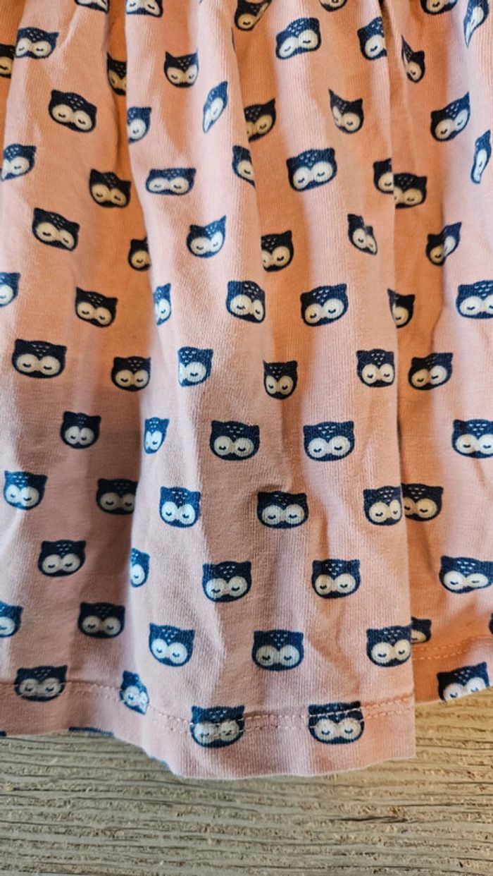 Robe courte à manches courtes rose avec hibou bleu, JBC, 92 - photo numéro 3
