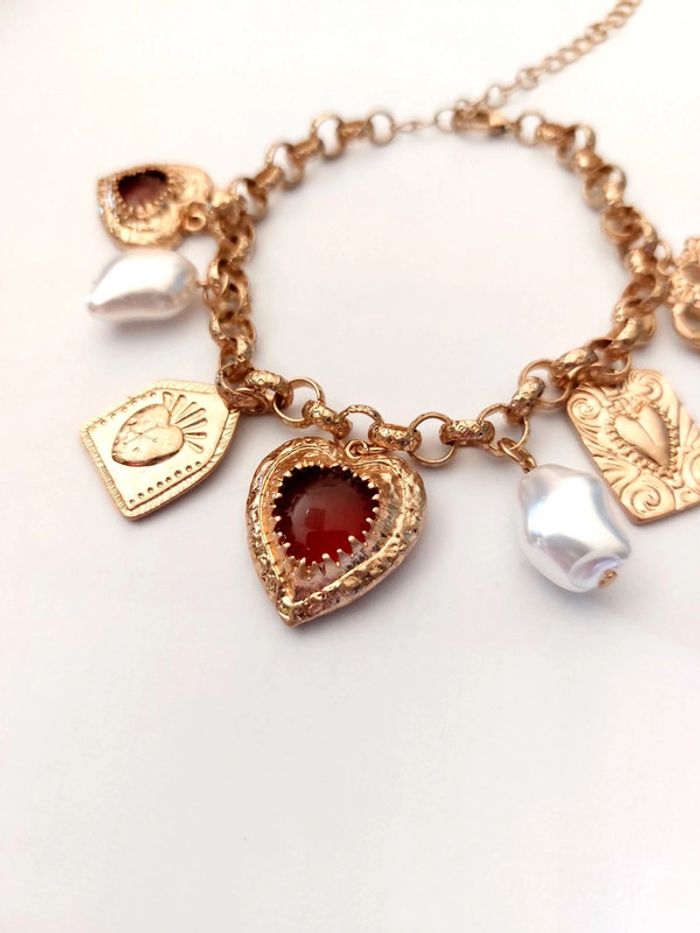 Bracelet avec charm's - style vintage - tendance acier inoxydable - photo numéro 3