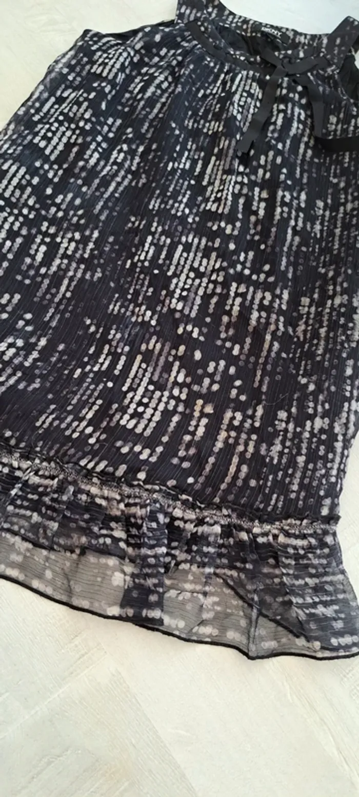 Robe DKNY - 8 ans - pois argenté - fête soirée été- voile doublure - photo numéro 3