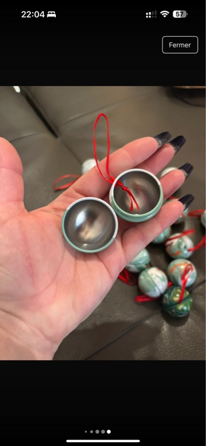 Lot de 13 boules de Noël en métal qui s’ouvrent - photo numéro 4