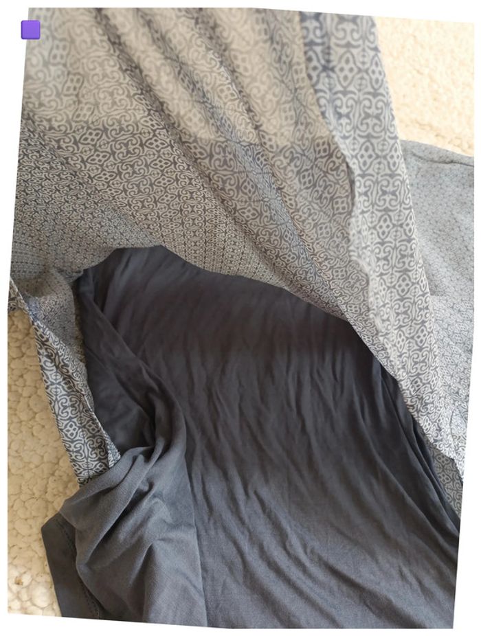 Haut Tom Tailor XS imprimé gris – style bohème décontracté voile leger - photo numéro 3