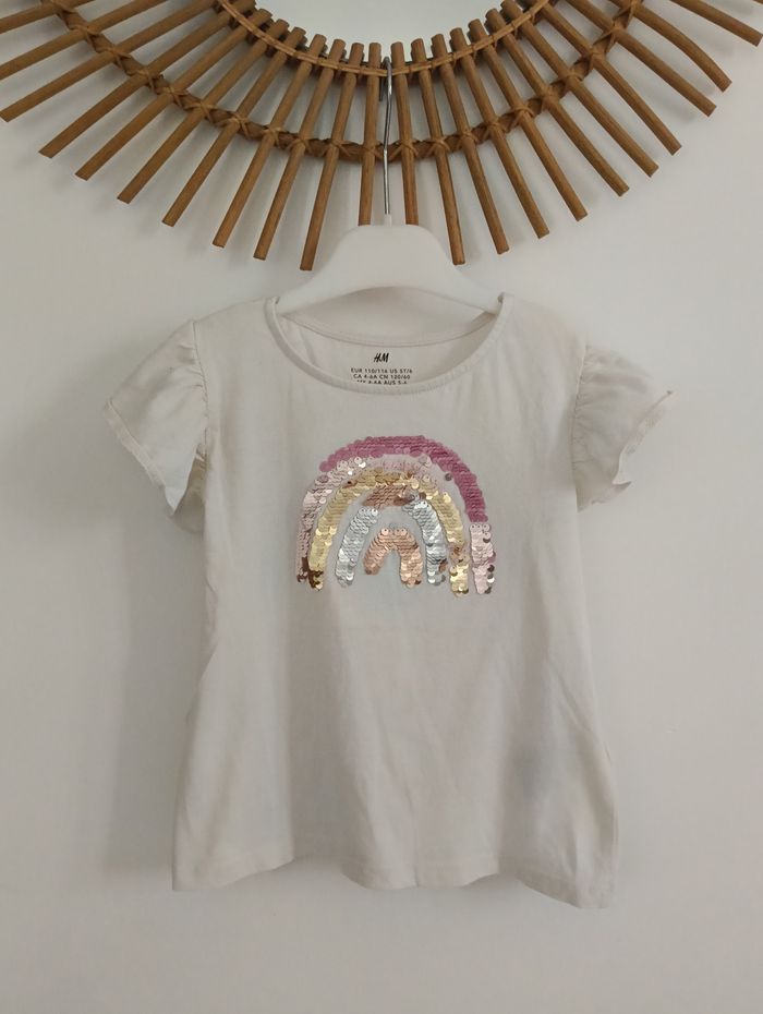 Tee shirt blanc arc en ciel hm