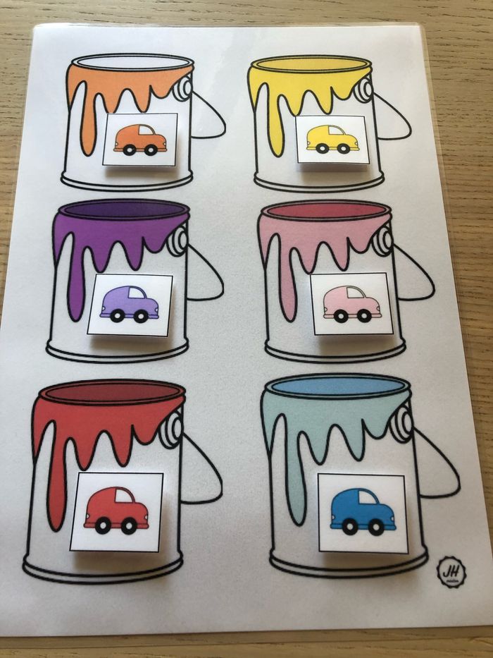 Fiche Montessori : Le tri des couleurs : Les voitures