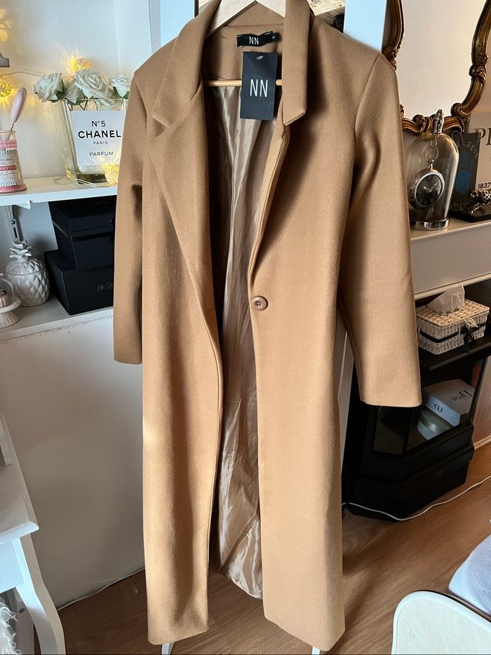 Long manteau avec  ceinture couleur taupe T.S NaaNaa neuf 🍂 - photo numéro 2