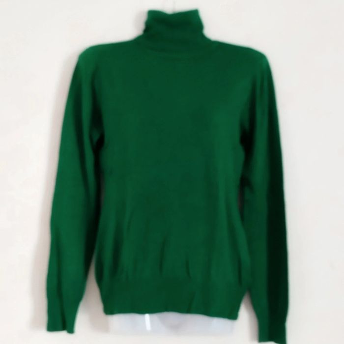 Pull col roulé vert - photo numéro 2