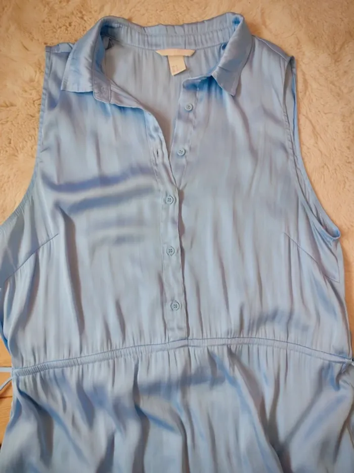 Robe fluide  chemise bleu turquoise 44 - photo numéro 3