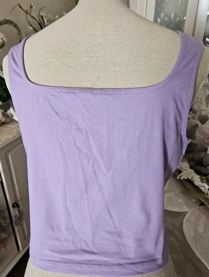 Haut crop top lilas à laçage Pimkie Taille L Neuf - photo numéro 3