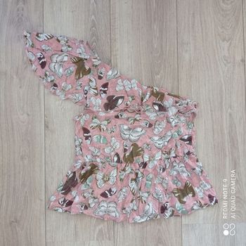 Top one shoulder rose papillons t36