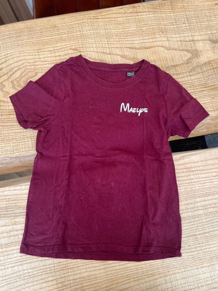 T-shirt 8-10 ans 8 10 t-shirt bordeaux danseuse prénom personnalisé maelys