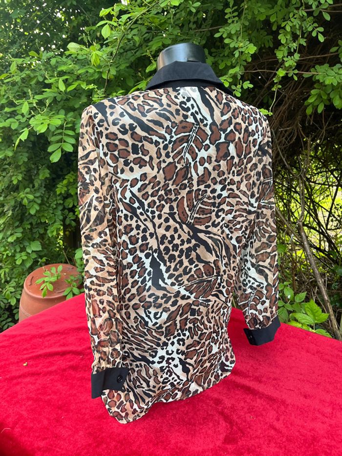 Superbe chemise en voile Mim Vintage Léopard Feuillage  T 38/40/42/44 - photo numéro 5