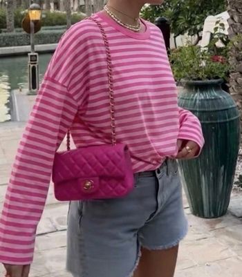 Marinière oversize rayures roses bonbon taille S