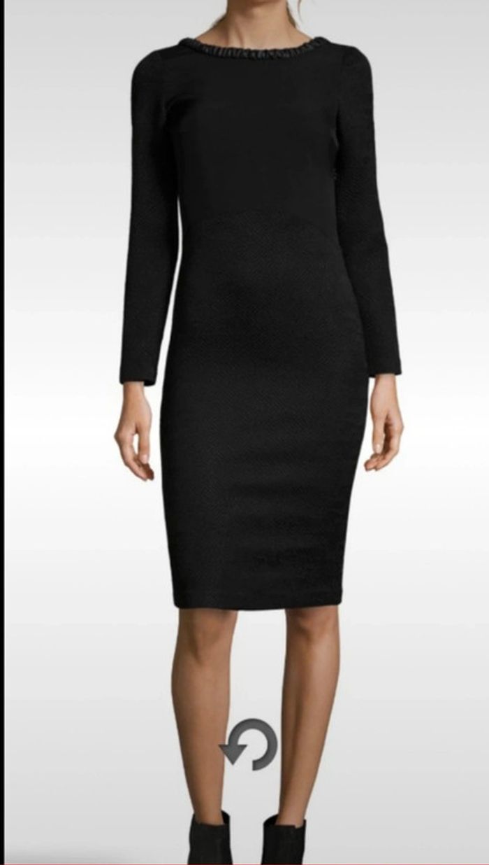 Robe fourreau noir col cuir Taille 1 - photo numéro 3