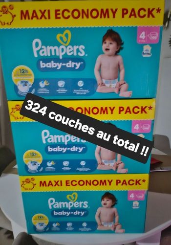 Lot de 3 packs de couches pampers baby dry taille 4