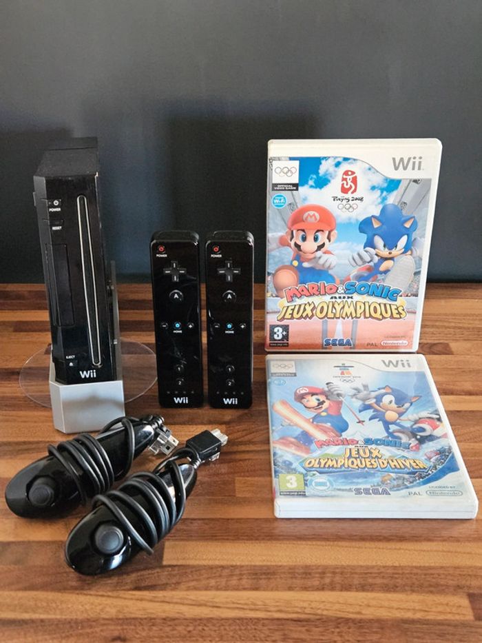 Nintendo Wii noir # Pack Mario et Sonic aux JO pour 2 personnes #