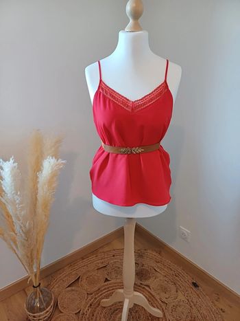 Débardeur rouge avec dentelle Pimkie taille M 38