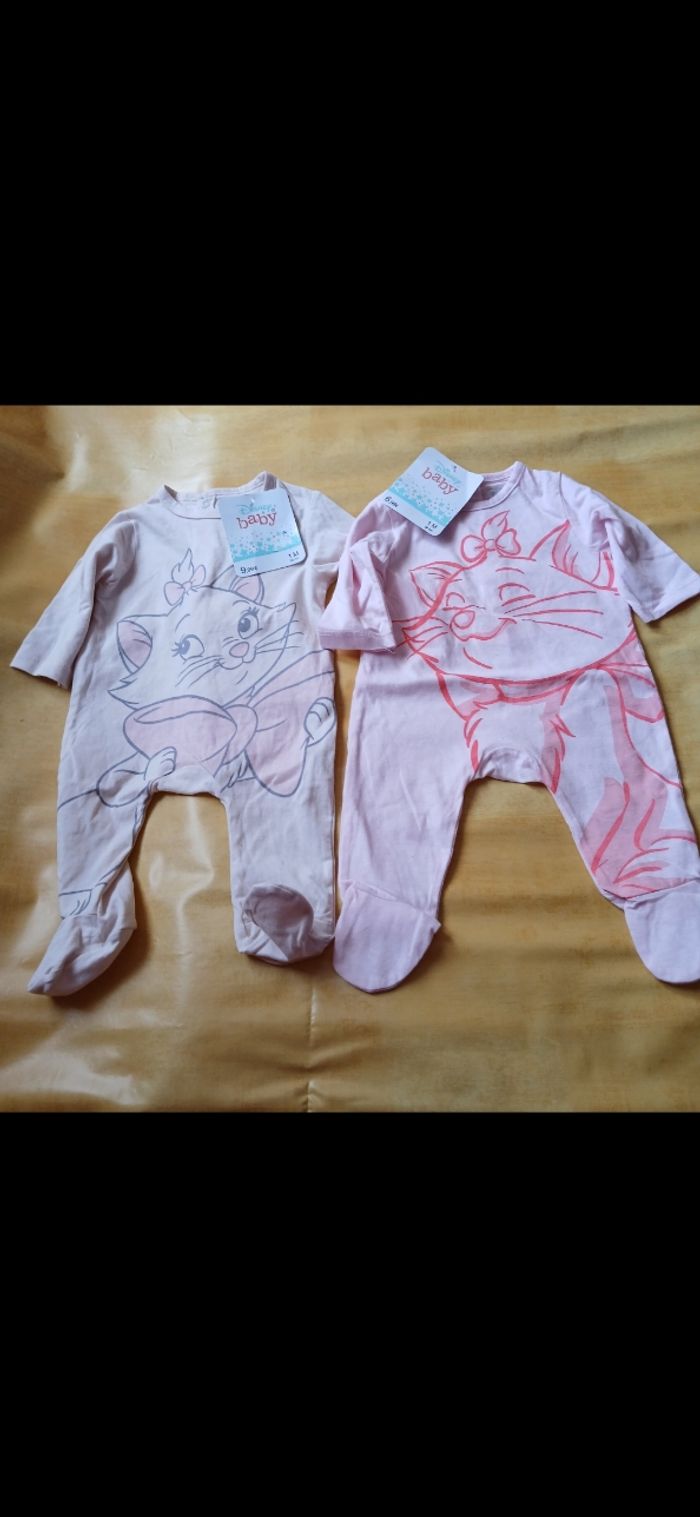 Lot 2 pyjamas fille en coton Marie disney 54 cm 1 mois - photo numéro 1