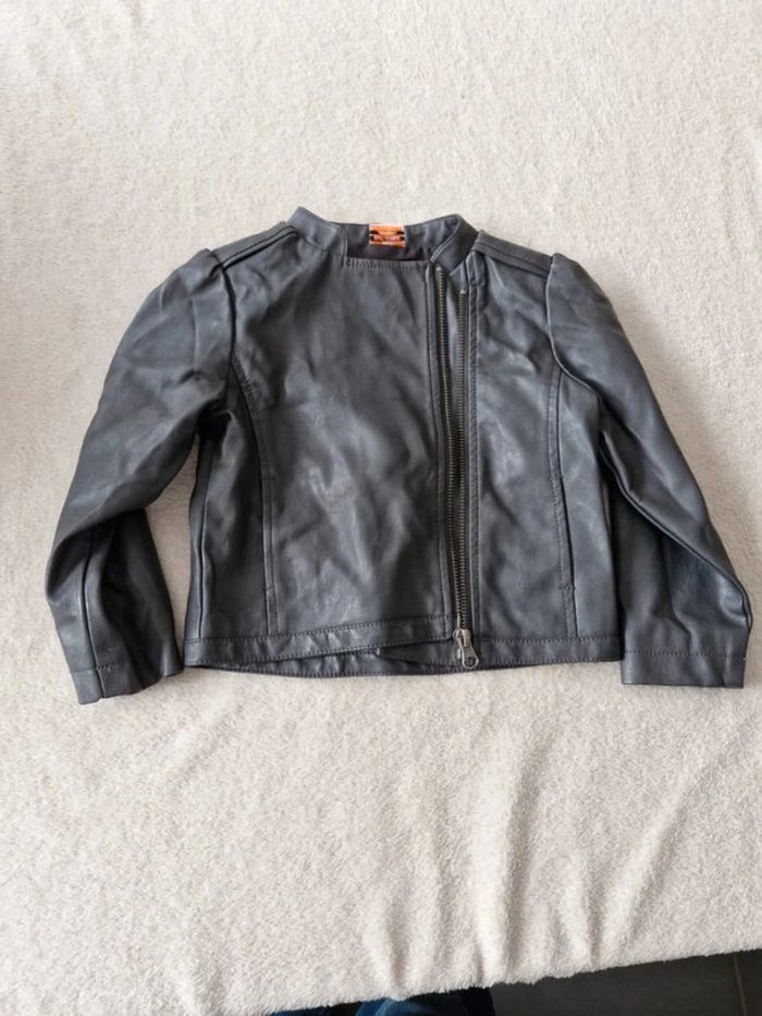 Veste imitation cuir gris