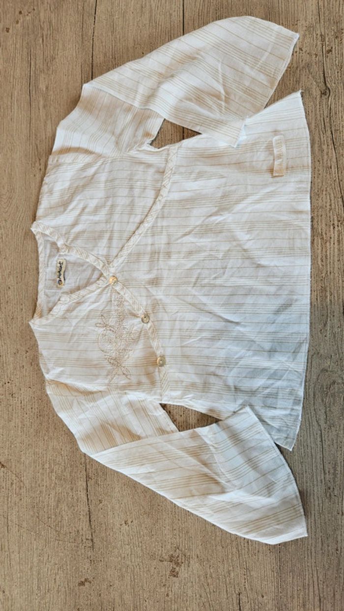 Blouse classique à manches longues, blanche lignée, Alphabet, 6 ans - photo numéro 3