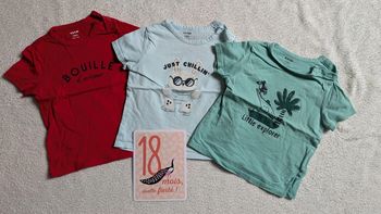 Lot 3 t-shirts 18 mois manches courtes