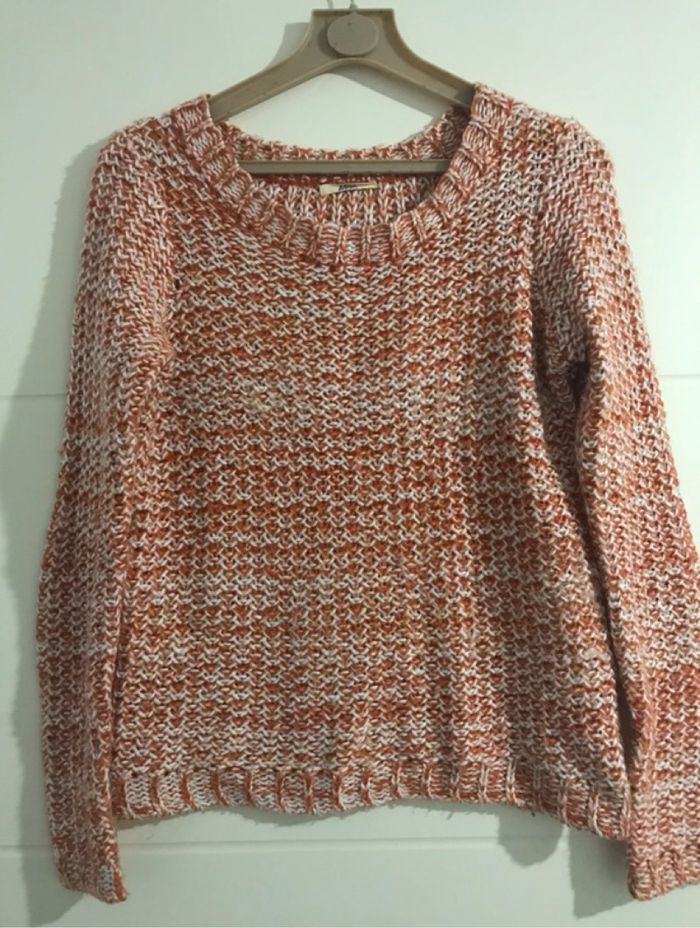 # pull  hiver femme en laine orange taille S / M , - photo numéro 2