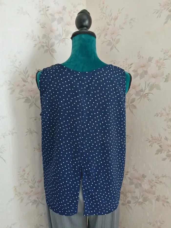 Blouse bleu marine sans manches à pois blancs, fente au dos / jennyfer / (L) - photo numéro 3