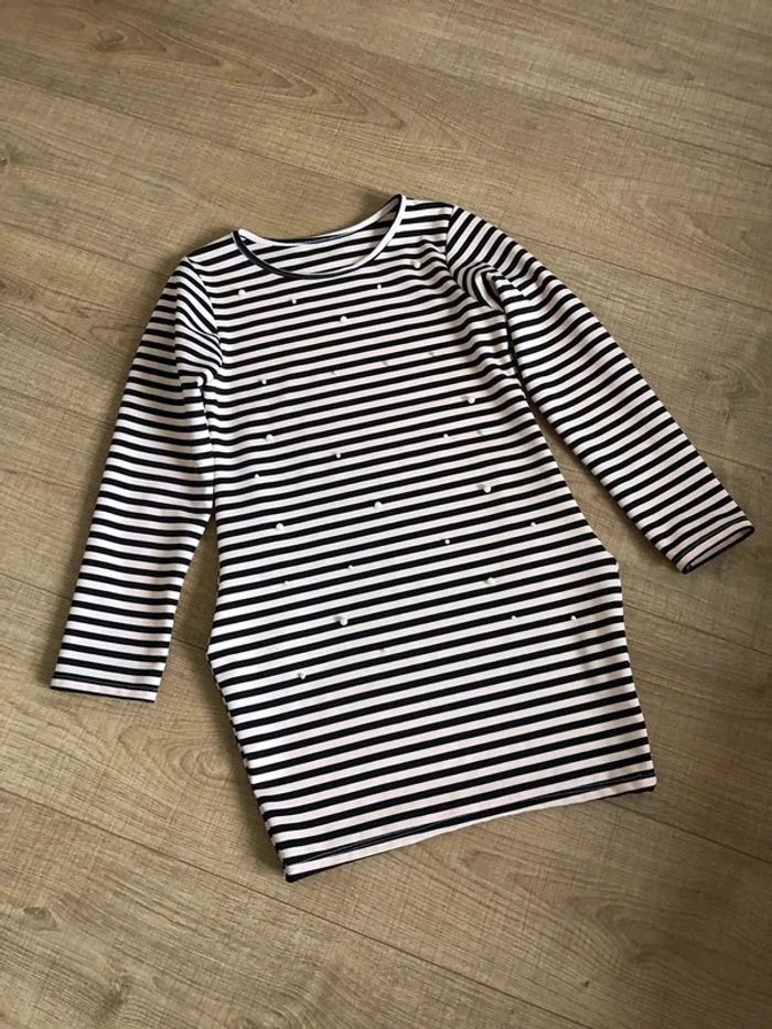 Haut rayé rose clair et noir taille XS excellent état - photo numéro 12