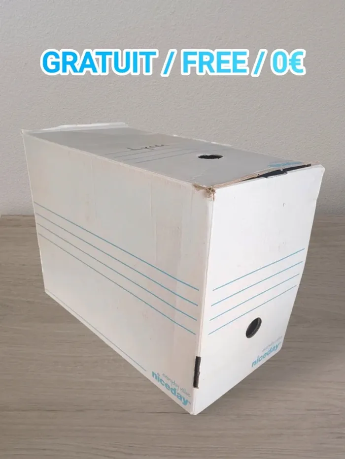 Boîte d'archives carton blanc / Niceday - 33x24x16,5cm / Gratuit - Free