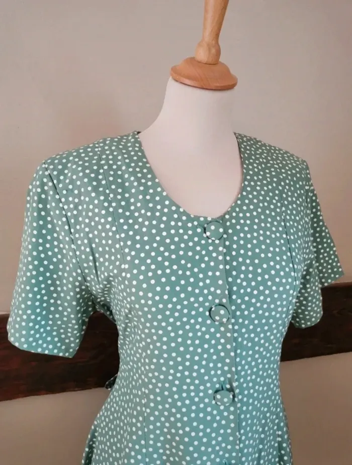 Robe à pois verte viscose - photo numéro 2
