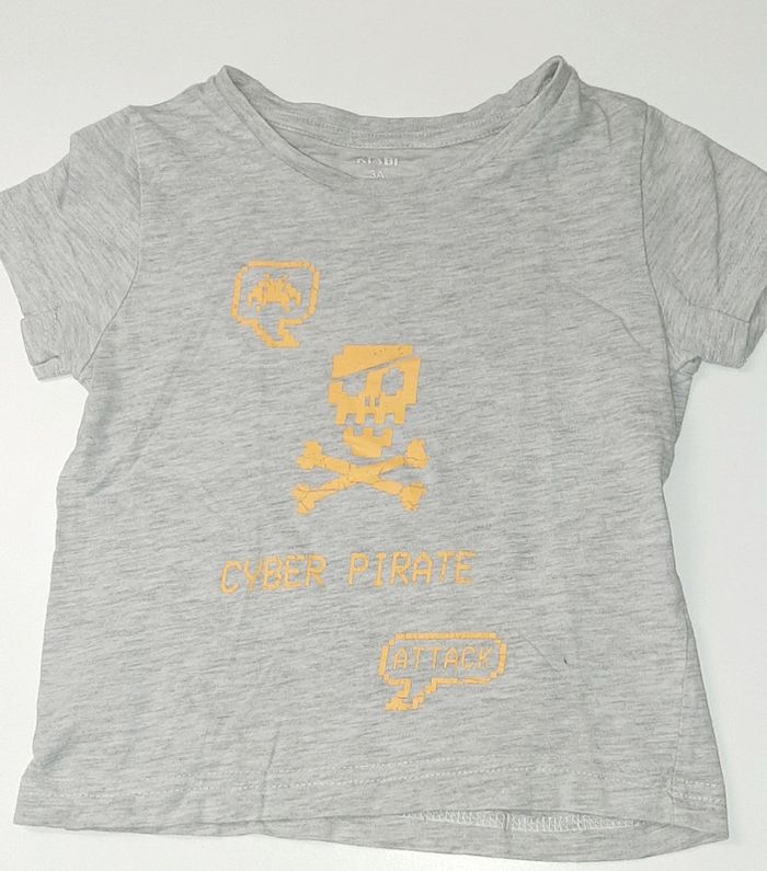 Tee-shirt gris Cyber pirate Kiabi 3 ans