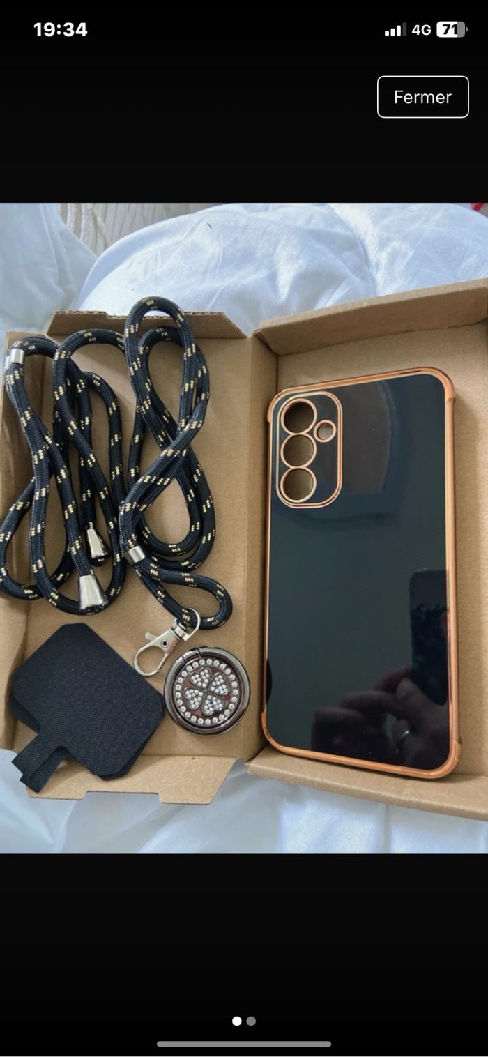 Coque rigide avec tout de cou et charms pour Samsung A 25