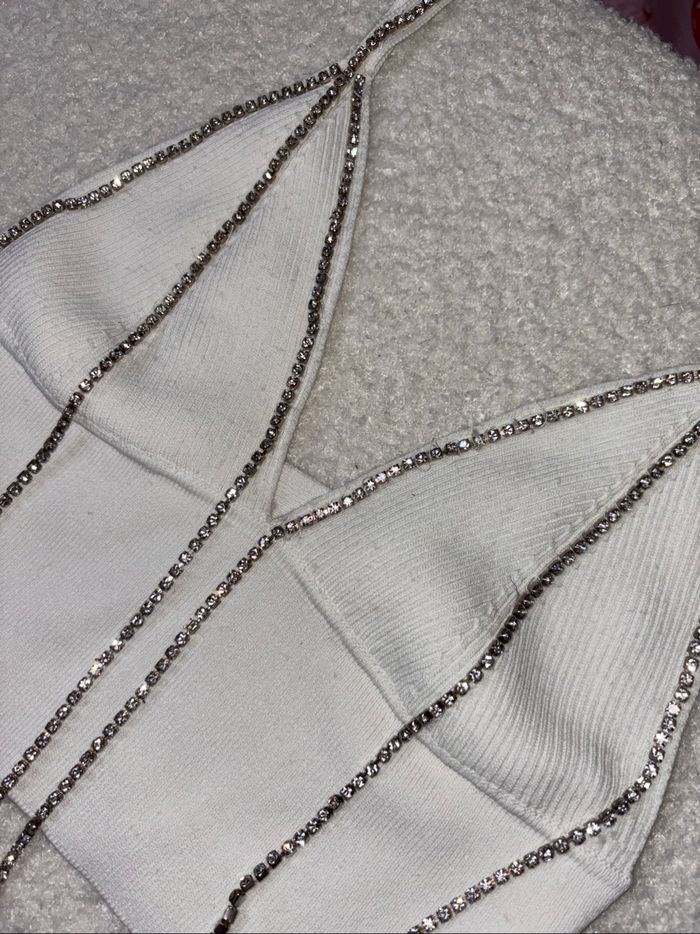 Crop top blanc à strass - photo numéro 5