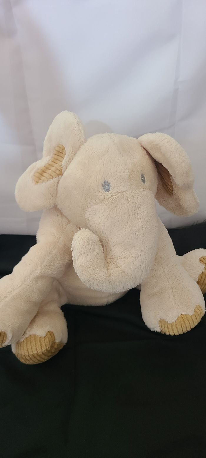 Doudou éléphant blanc écru beige SOFT FRIENDS
