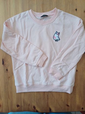 Pull fin rose déco chat