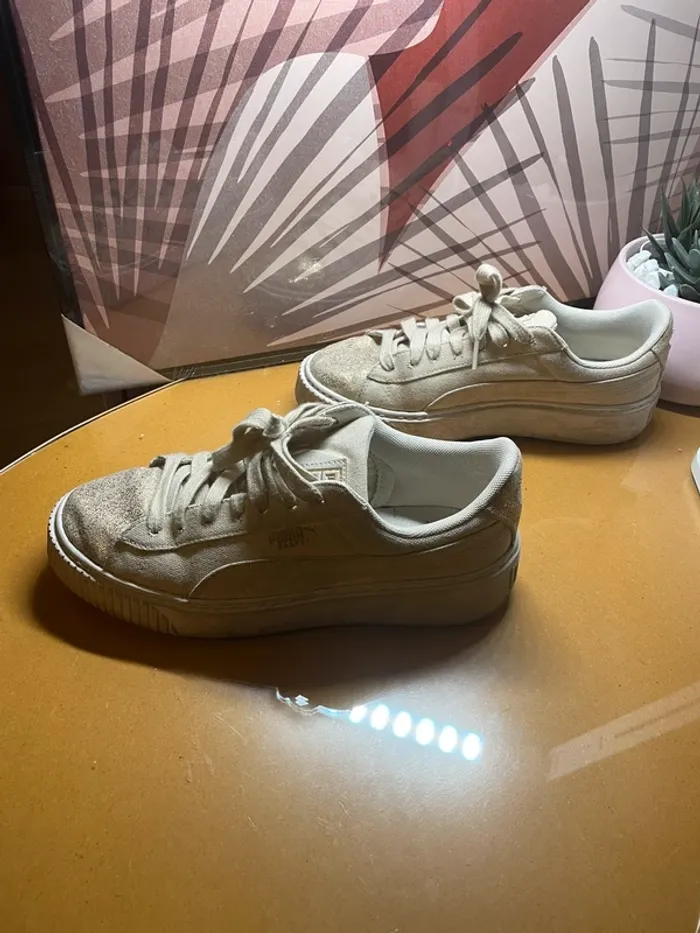 Basket Puma beige et doré - photo numéro 3