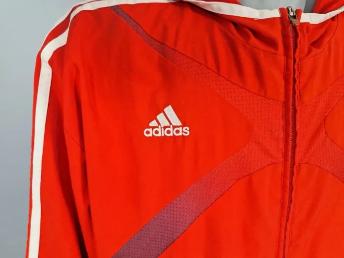 veste coupe vent imperméable a capuche adidas vintage/ homme - taille L / rouge full broderie (459) - photo numéro 3