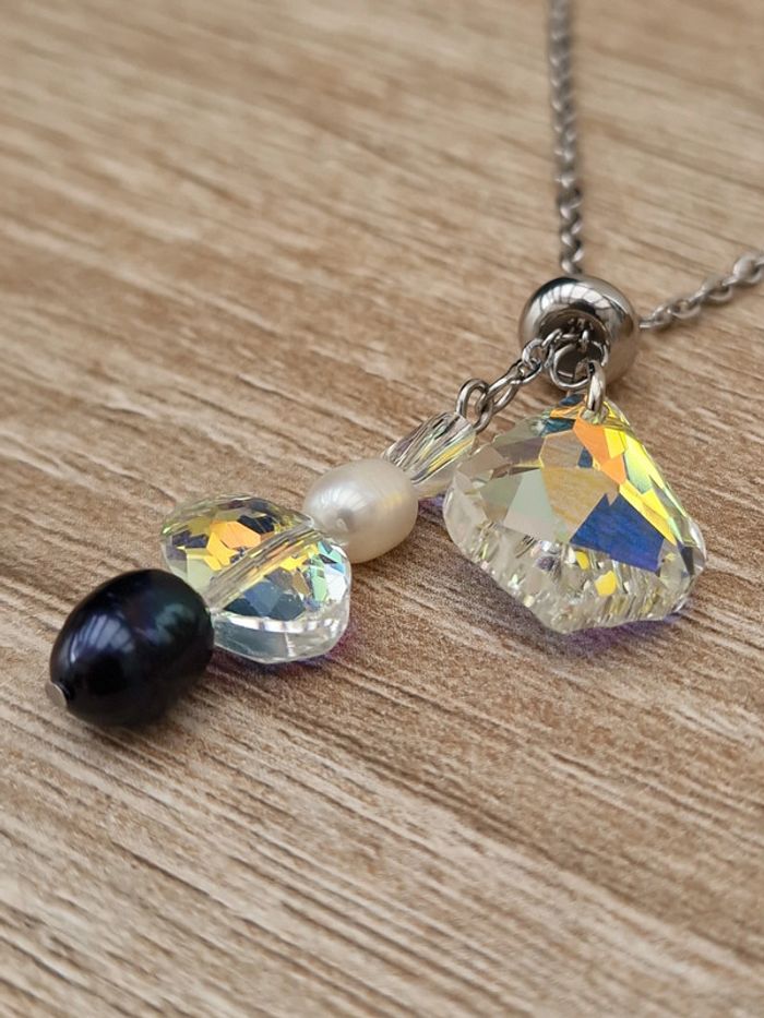 Collier Acier Perles D'eau Douce Cristal - photo numéro 17