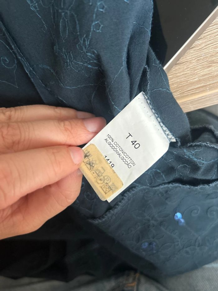 Veste fine bleu marine – Caroll – Taille 40 – Sequins – Très bon état - photo numéro 7