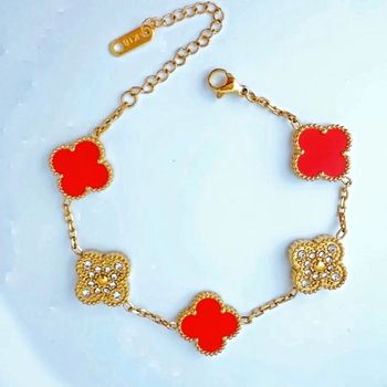 Bracelet En Acier Inoxydable neuf 18k trèfle porte-bonheur élégant et résistant à l'eau 💦